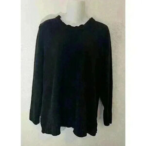 White Stag Women's Solid Black Super Soft CrewNeck Sweater in Size L